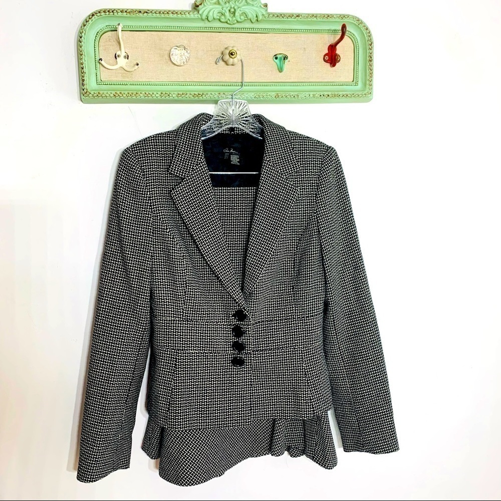 Jess Basic Wool Blend Skirt Suit classic black & White academia preppy 8